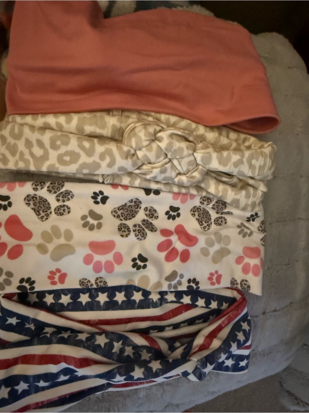 4 Headbands Set - Coral, Leopard, Paw Print & Stars